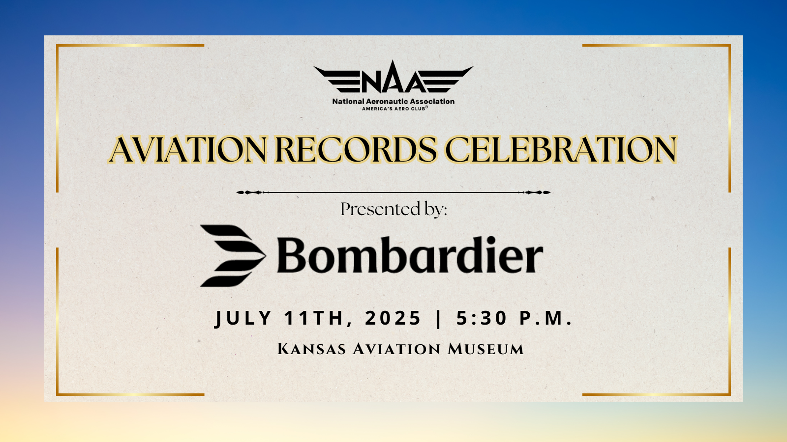 Bombardier Named as Presenting Sponsor for the National Aeronautic Association Records Celebration